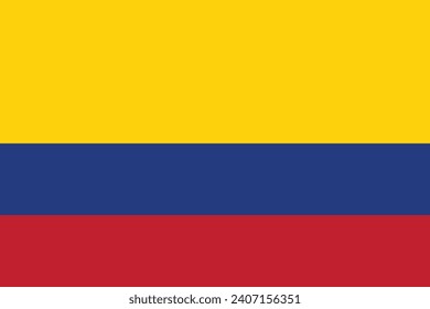 Colombia flag. The official ratio. Flag icon. Standard color. Standard size. A rectangular flag. Computer illustration. Digital illustration. Vector illustration.