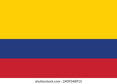 Colombia flag. The official ratio. Flag icon. Standard color. Standard size. A rectangular flag. Computer illustration. Digital illustration. Vector illustration.