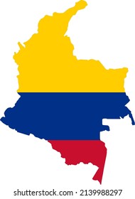 Bandera de Colombia en el mapa aislado en fondo png o transparente,Símbolo de Colombia,plantilla para banner,publicidad, país comercial y de correspondencias de negocios,ilustración vectorial