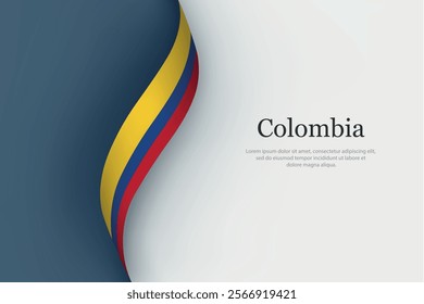 Colombia flag on Waving ribbon. Template for independence day