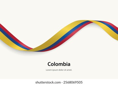 Colombia flag on Waving ribbon. Template for independence day
