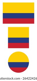 
Colombia flag PNG vector. Colombia square and round icon isolated on transparent PNG background. Colombia flag icon.


