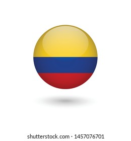 Colombia flag - round glossy button, Vector image and icon