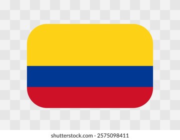 Colombia flag - rounded rectangle colorful flag representing a country cultural identity and heritage. The essence of national pride and unity. Vector flag on transparent background.