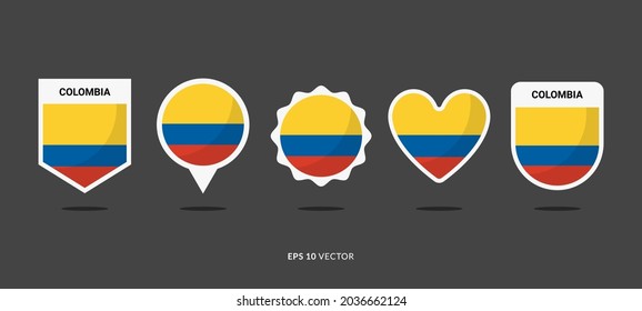 Colombia Flag Set Vector Illustration. Good Used for Sticker, Logo, Icon, Clipart, Etc - EPS 10 Vector