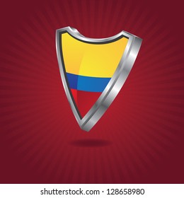 Colombia Flag Shield EPS 8 vector, no open shapes or paths. Grouped for easy editing.