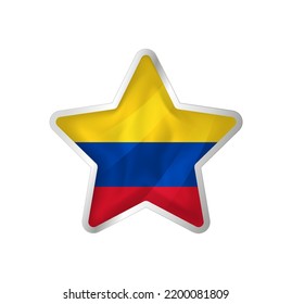 Colombia flag in star. Button star and flag template. Easy editing and vector in groups. National flag vector illustration on white background.