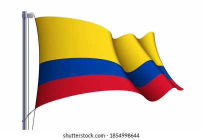 Colombia flag state symbol isolated on background national banner. Greeting card National Independence Day of the Republic of Colombia. Illustration banner with realistic state flag.