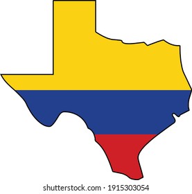 Colombia Flag Texas Silhouette State Outline Vector
