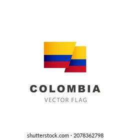 Colombia flag. Vector illustration isolated on white background. Colombian flag colorful logo.