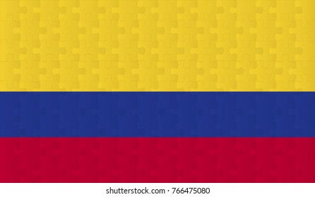 Colombia Flag. Vector image of Colombia Flag 144 pieces of jigsaw puzzles Vector eps 10 illustration.