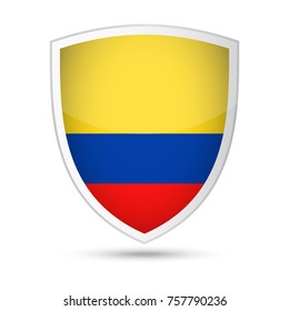 Colombia Flag Vector Shield Icon - Illustration