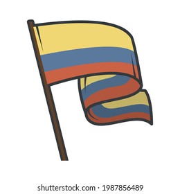 colombia flag waving in pole