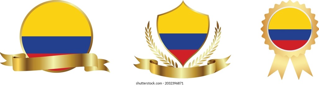 Colombia flags. Symbols of countries map
