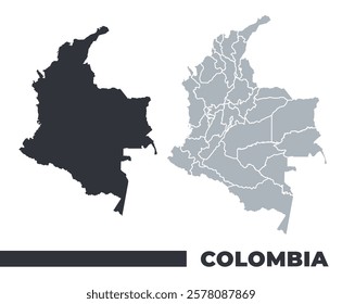 Colombia flat and border outline vector maps