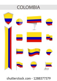 Colombia Flat Flag Collection. Flat flags vector illustration.