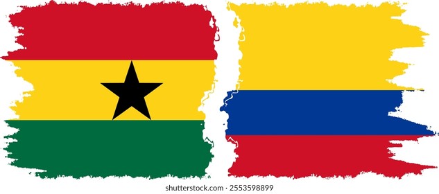 Colombia and Ghana grunge flags connection, vector