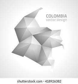 Colombia grey contour vector map of America
