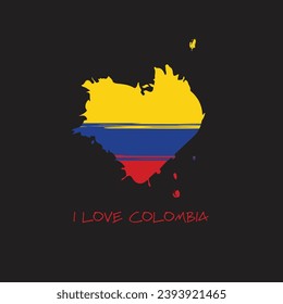 Colombia grunge flag heart design. Vector illustration.