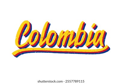 Colombia hand lettering with 3d isometric effect.