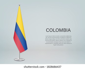 Colombia colgando la bandera en el estrado. Plantilla para banner de conferencia política