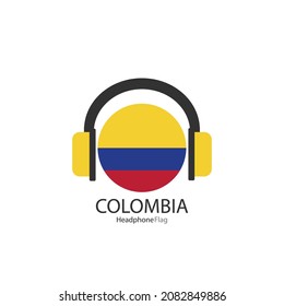 El vector de la bandera del audífono colombiano sobre fondo blanco. 