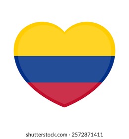 Colombia heart badge icon. Colombia national flag button. Vector illustration