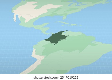 Colombia highlighted on a detailed map, geographic location of Colombia. Vector Map.