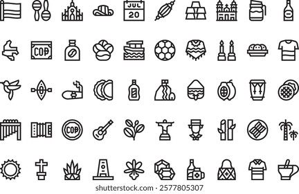 Colombia icons High-Quality Vector Icons Collection with Editable Stroke. Ideal for Professional and Creative Projects.