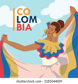 colombia independence card with a woman
