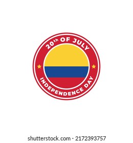 Colombia Independence Day 20th of July Logo Badge for Label Sign Symbol Stamp Emblem Icon Vector