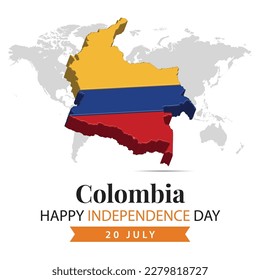 Colombia Independence Day, 3d rendering Colombia Independence Day illustration with 3d map and flag colors theme