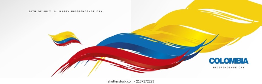 Colombia Independence day, abstract hand drawn flag of Colombia, two fold flyer, white background banner
