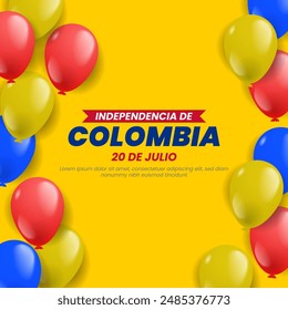 Colombia independence day background with balloons