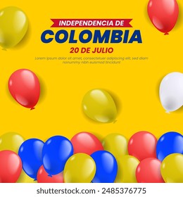 Colombia independence day background with balloons