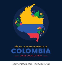 Colombia independence day background. Colombian independence day celebration. July 20. vector illustration. poster, banner, flyer, greeting card, template. 20th July. wavy Colombian flag.