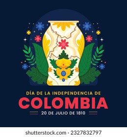 Colombia independence day background. Colombian independence day celebration. July 20. vector illustration. poster, banner, flyer, greeting card, template. 20th July. wavy Colombian flag.