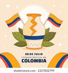 Colombia independence day background. Colombian independence day celebration. July 20. vector illustration. poster, banner, flyer, greeting card, template. 20th July. wavy Colombian flag.