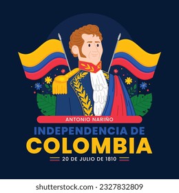 Colombia independence day background. Colombian independence day celebration. July 20. vector illustration. poster, banner, flyer, greeting card, template. 20th July. wavy Colombian flag.