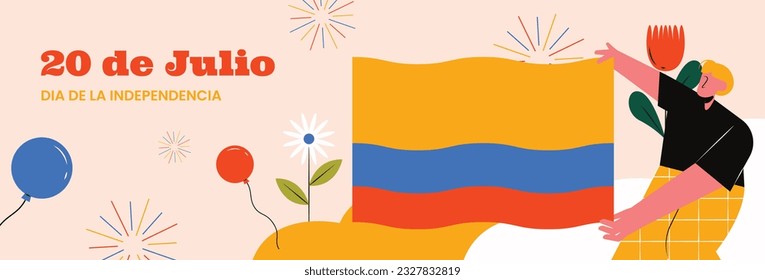 Colombia independence day background. Colombian independence day celebration. July 20. vector illustration. poster, banner, flyer, greeting card, template. 20th July. wavy Colombian flag.