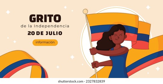 Colombia independence day background. Colombian independence day celebration. July 20. vector illustration. poster, banner, flyer, greeting card, template. 20th July. wavy Colombian flag.