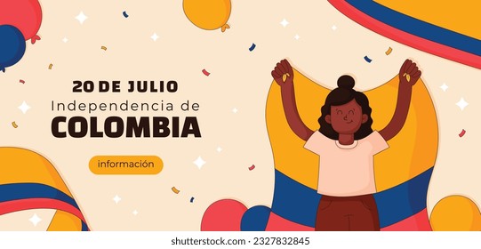 Colombia independence day background. Colombian independence day celebration. July 20. vector illustration. poster, banner, flyer, greeting card, template. 20th July. wavy Colombian flag.