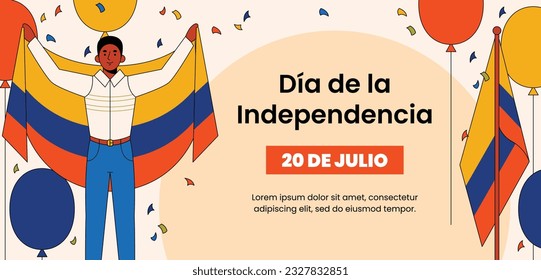 Colombia independence day background. Colombian independence day celebration. July 20. vector illustration. poster, banner, flyer, greeting card, template. 20th July. wavy Colombian flag.