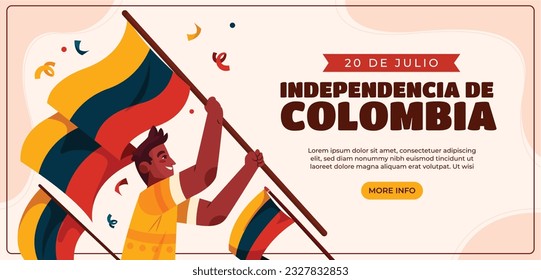 Colombia independence day background. Colombian independence day celebration. July 20. vector illustration. poster, banner, flyer, greeting card, template. 20th July. wavy Colombian flag.