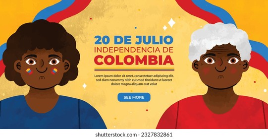 Colombia independence day background. Colombian independence day celebration. July 20. vector illustration. poster, banner, flyer, greeting card, template. 20th July. wavy Colombian flag.