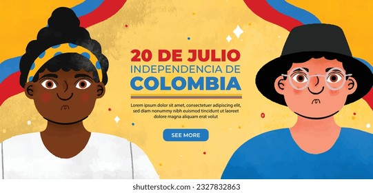 Colombia independence day background. Colombian independence day celebration. July 20. vector illustration. poster, banner, flyer, greeting card, template. 20th July. wavy Colombian flag.