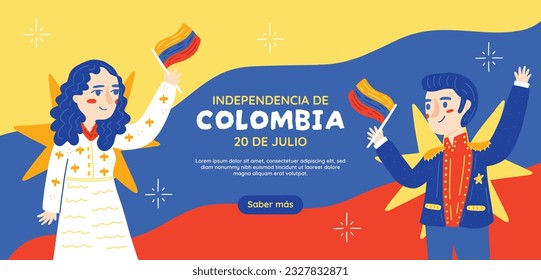 Colombia independence day background. Colombian independence day celebration. July 20. vector illustration. poster, banner, flyer, greeting card, template. 20th July. wavy Colombian flag.