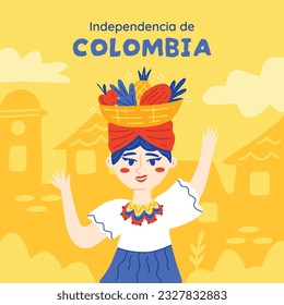 Colombia independence day background. Colombian independence day celebration. July 20. vector illustration. poster, banner, flyer, greeting card, template. 20th July. wavy Colombian flag.