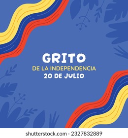 Colombia independence day background. Colombian independence day celebration. July 20. vector illustration. poster, banner, flyer, greeting card, template. 20th July. wavy Colombian flag.