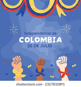 Colombia independence day background. Colombian independence day celebration. July 20. vector illustration. poster, banner, flyer, greeting card, template. 20th July. wavy Colombian flag.